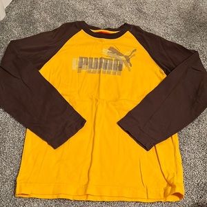 boys vintage 90s PUMA yellow and brown long sleeve tee size medium